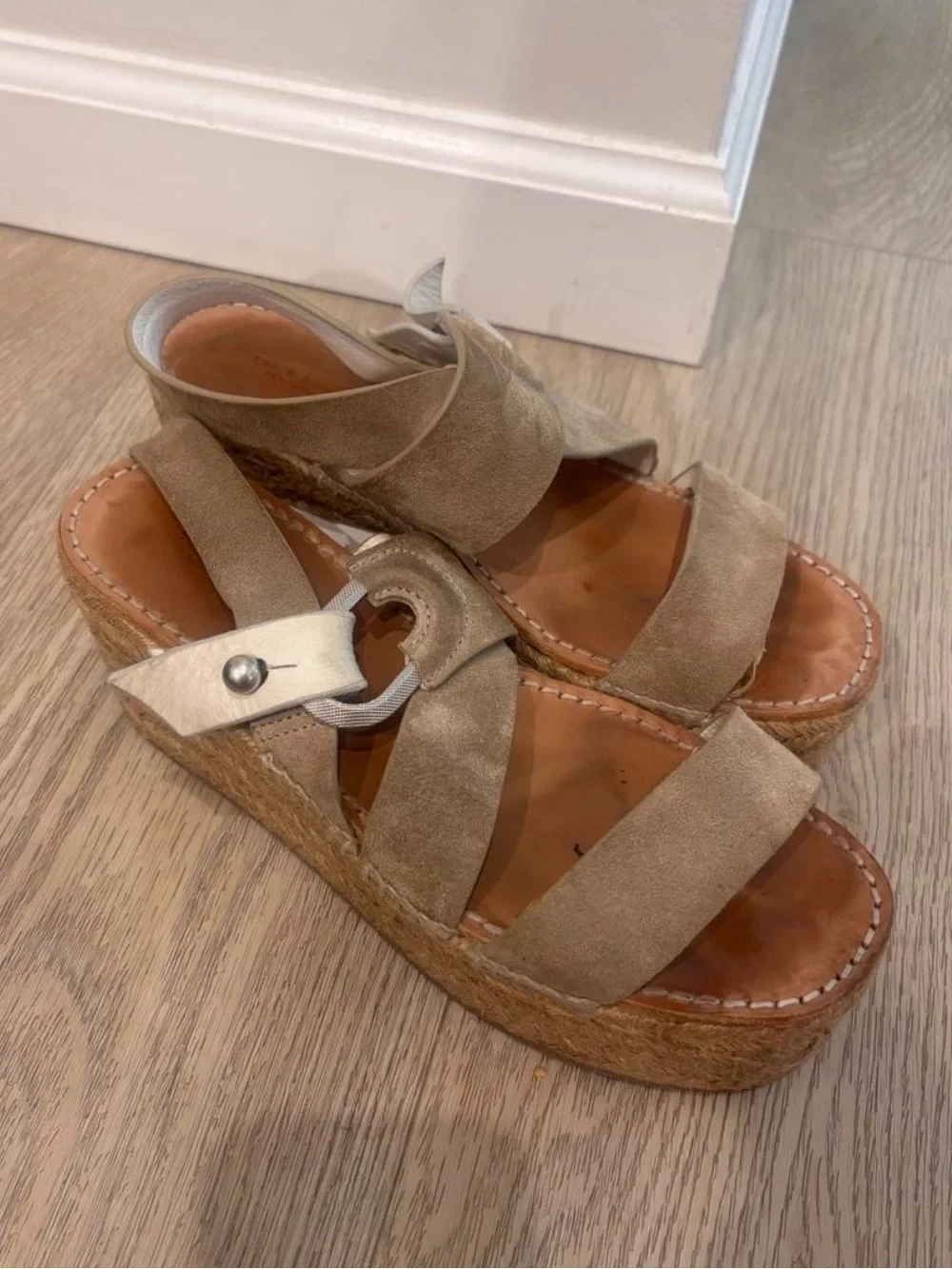 rag & bone Suede Espadrille Platform Sandals in Taupe